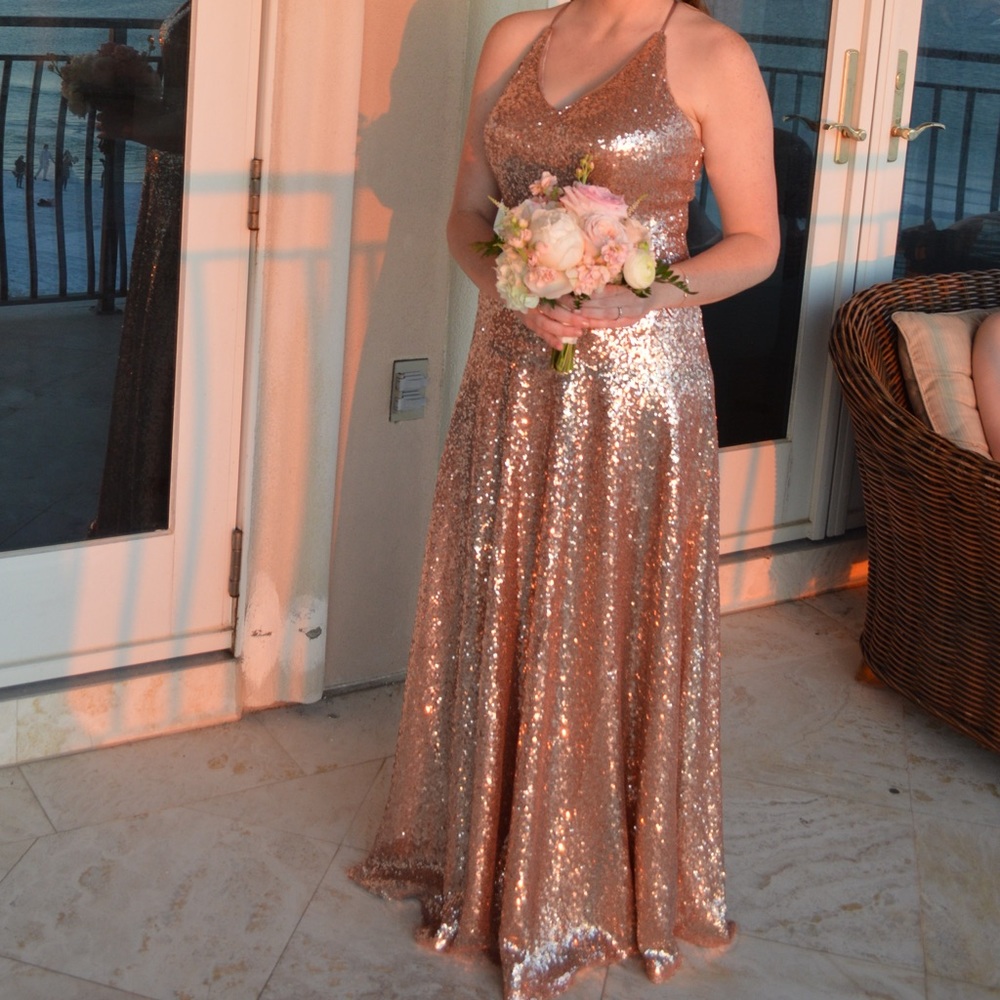 Rose gold sequin Prom/bridesmaid dress